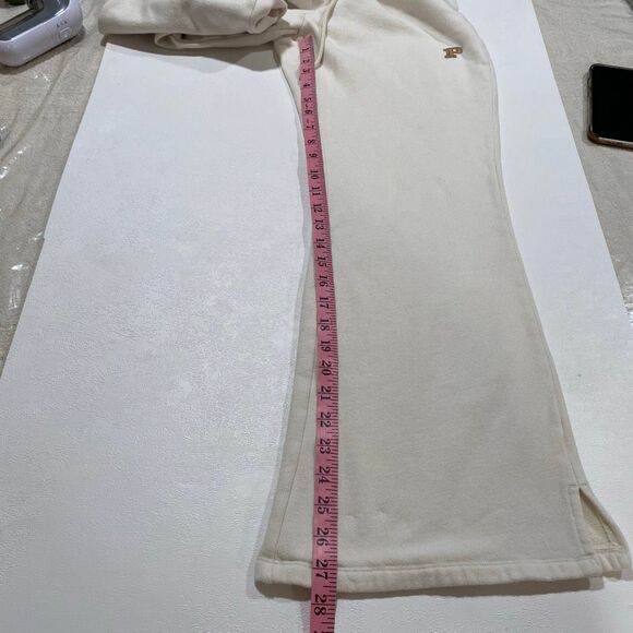 PINK Victoria’s Secret Flare Sweatpants Medium – Cream Lounge Pants Split Hem Dr - Picture 7 of 8